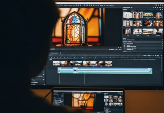 Video editing timeline with clips laid out in the sequencer