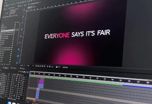 Animated kinetic typography being keyframed in a motion editor