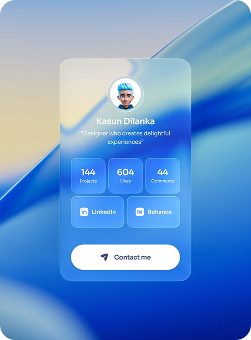 UI/UX portfolio card — Kasun Dilanka designer profile